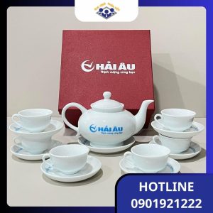 Bộ ấm chén men sứ trắng