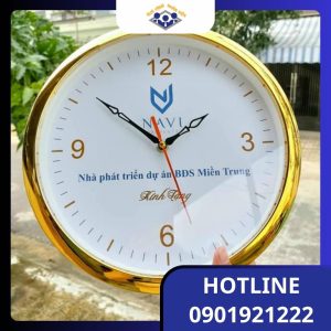 Đồng hồ vành xi mạ vàng in logo